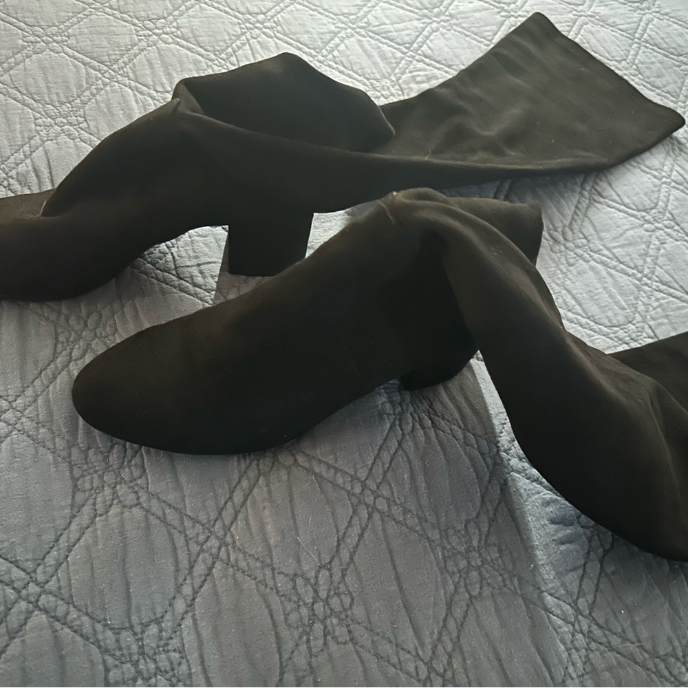 Nordstrom Steve Madden Black Suede Over Knee Almond Toe Tall Boots 9M - stunning